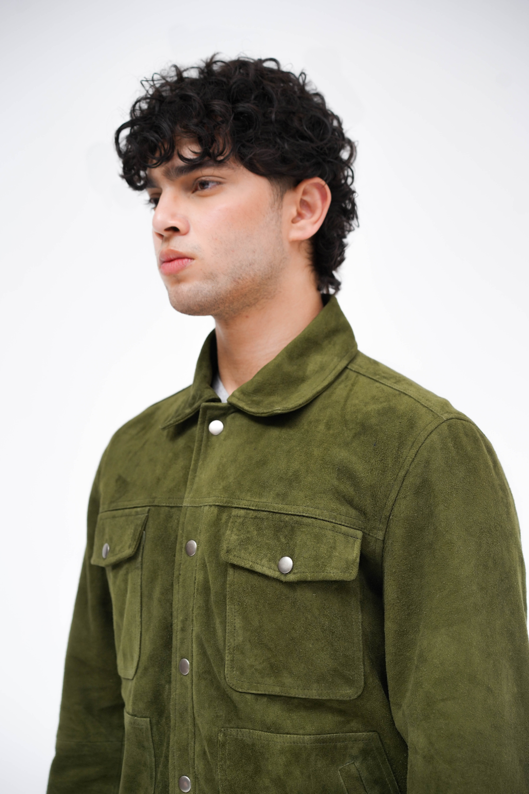 Suede Trucker Jacket Olive