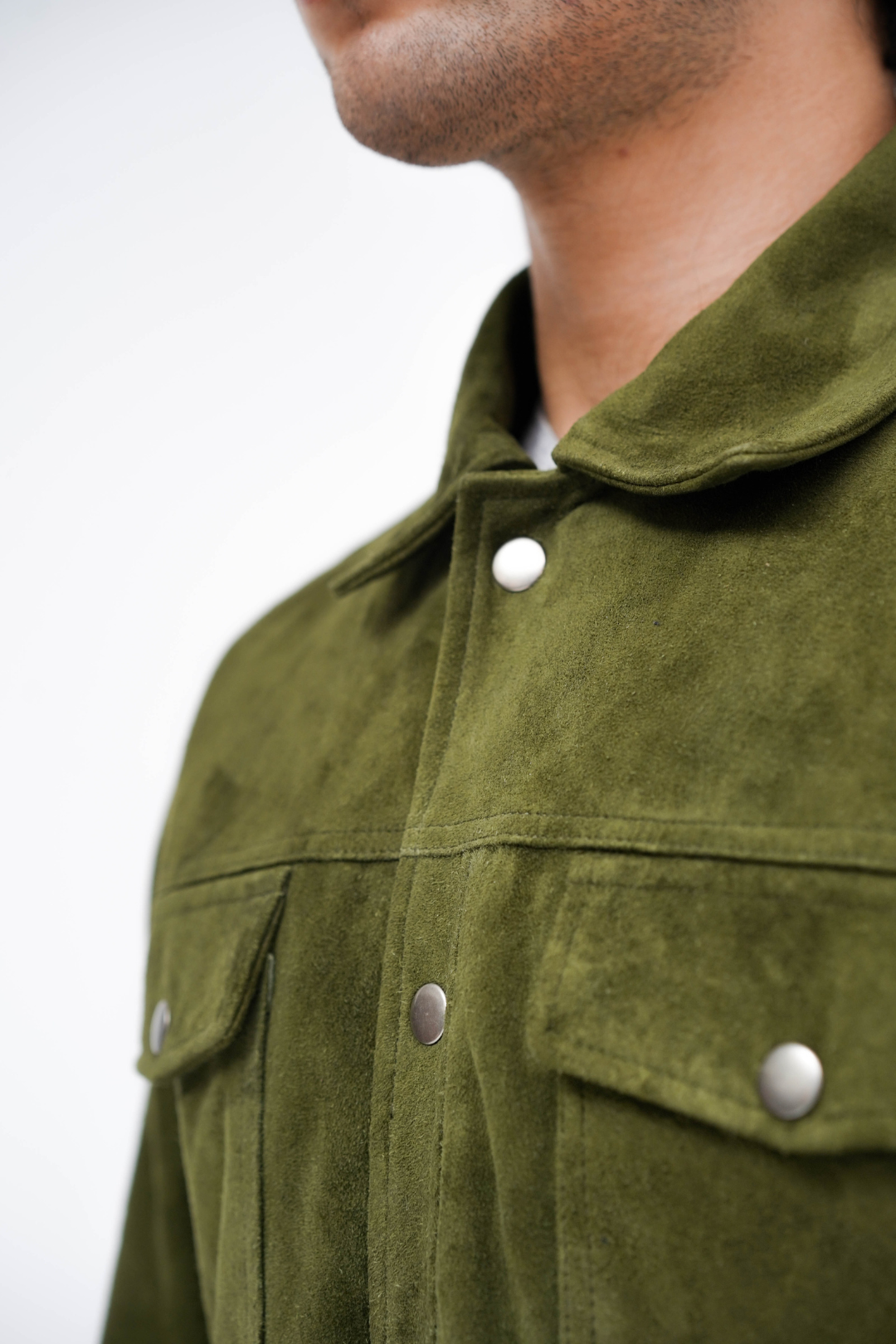 Suede Trucker Jacket Olive