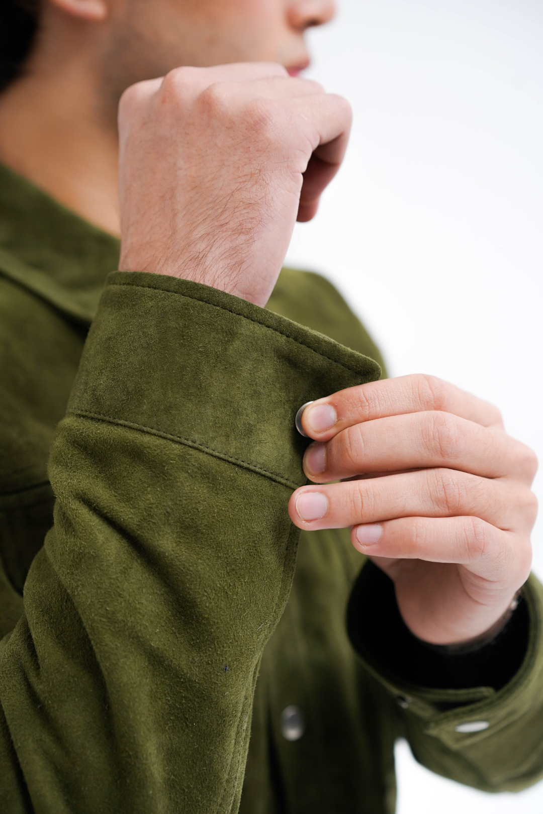 Suede Trucker Jacket Olive