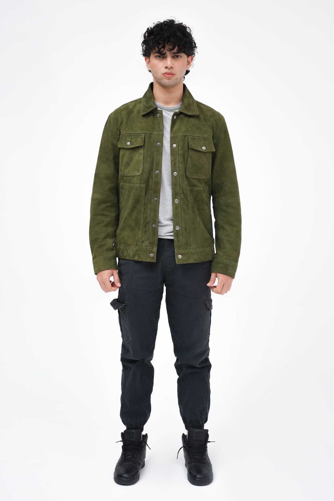 Suede Trucker Jacket Olive