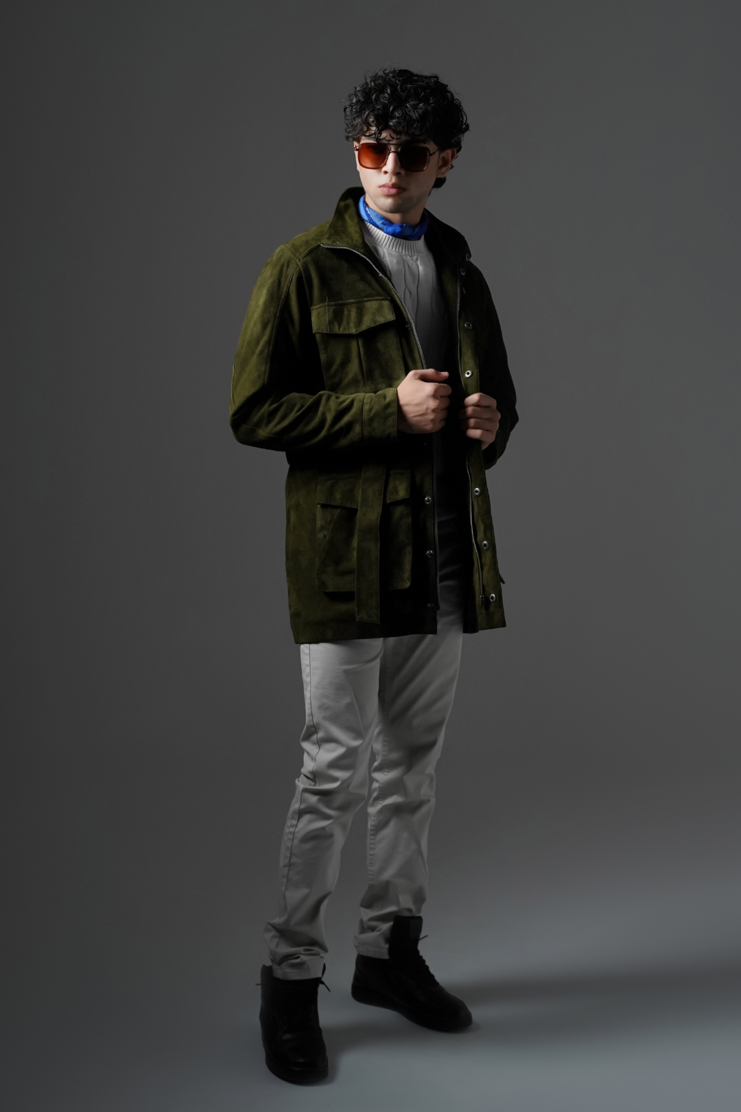 Olive Suede Hunter Jacket
